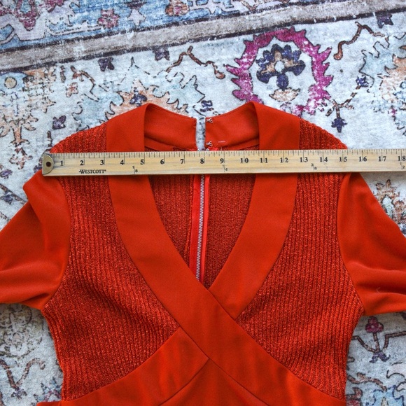 Vintage union made rust Orange Long Sleeve V-Neck Gown for Weddings large - Picture 12 of 14